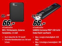 Mediamarkt: Externe Festplatte mit zwei TByte für 66 Euro frei Haus