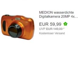 Medion: Wasserdichte Digicam mit 20 Megapixeln für 59,99 Euro