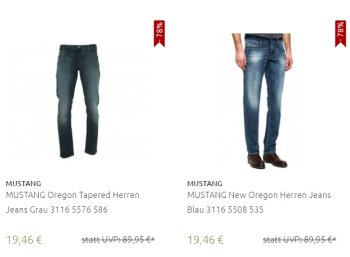 Mustang: Herren-Jeans in über 100 Modellen für 19,46 Euro frei Haus