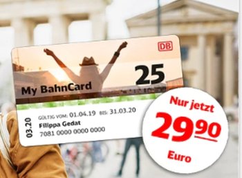 MyBahnCard: Preis um 10 auf 29,90 Euro gesenkt