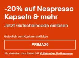 Ebay: 20 Prozent Rabatt auf Nespresso-Produkte für einen Tag