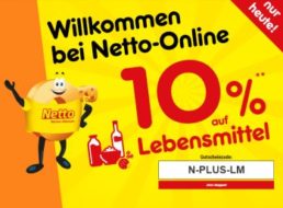 Netto: Zehn Prozent Rabatt auf Lebensmittel im Onlineshop bis Mitternacht