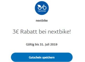 Gratis: 3 Euro Guthaben für Nextbike via Paypal geschenkt