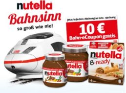 Nutella: Bahn-Coupon über zehn Euro in Aktionsgläsern ab Montag