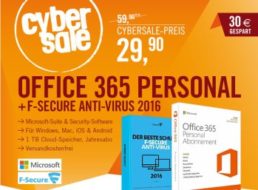 Cyberport: Office 365 & F Secure Anti-Virus 2016 für 29,90 Euro