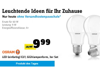 Conrad: LED-Birnen von Osram im Dreierpack für 9,99 Euro frei Haus