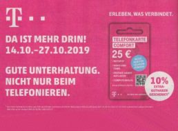 Telekom Comfort: 10 Prozent Extra-Guthaben bei Rewe & Penny