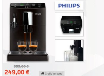 Völkner: Kaffeevollautomat "Philips 3000 HD8824/01" zum Bestpreis von 249 Euro
