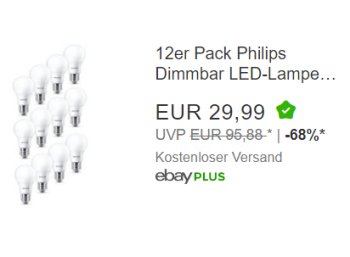 Ebay: Zwölferpack LED-Leuchtmittel von Philips für 29,99 Euro frei Haus