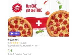 Pizza-Hut: Zwei Pizzen zum Preis von einer plus 1 Euro via Groupon