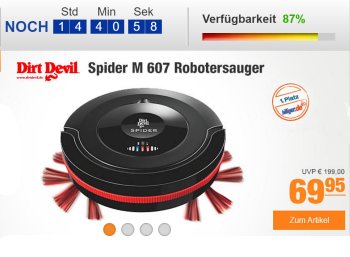 Plus: Gut bewerteter Staubsauger-Roboter DirtDevil Spider M607 für 64,95 Euro frei Haus