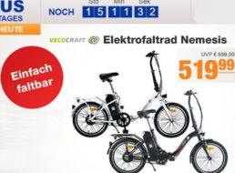 Plus: Vecocraft Elektrofaltrad Nemesis mit Klappfunktion für 519,99 Euro