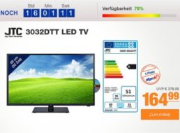 Plus: LED-TV JTC 3032DTT mit DVD-Player und Triple-Tuner für 164,99 Euro