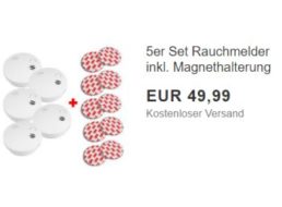 Ebay: Fünferset Rauchwarnmelder mit Zehn-Jahres-Batterie für 49,99 Euro frei Haus