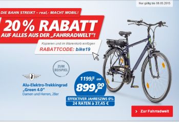 Fahrrad-Rabatt von 20 Prozent bei Real