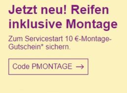 Ebay: Reifen inklusive Montage mit 10 Euro Rabatt