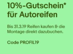 Ebay: Reifen-Rabatt von zehn Prozent bis Sonntag abend