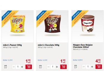 Rewe: M&Ms für 1,79 Euro, Häagen-Dazs für 4,27 Euro dank Zehnprozenter