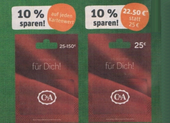 Rewe: Guthabenkarten von C&A sowie H&M mit bis zu 20 Prozent Rabatt