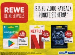 Rewe: 100 bis 2000 Payback-Punkte beim Kauf von Google-Play-Karten