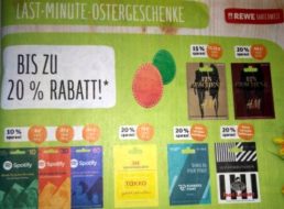 Rewe: Gutscheine für "H&M", "Runners Point" und andere mit 20 Prozent Rabatt