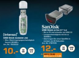 Saturn: Mini-USB-Stick "Sandisk Ultra Fit" mit 32 GByte für 12 Euro frei Haus