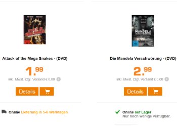 Saturn: DVDs und Blu-rays ab 1,99 Euro frei Haus