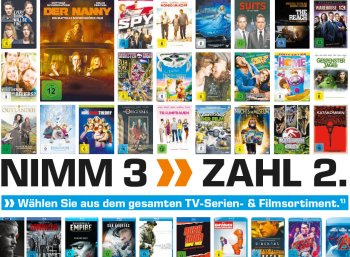 Drei DVDs oder Blu-rays zum Preis von zweien