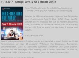 Gratis: 3 Monate Save.tv für 0 Euro via PC-Welt-Adventskalender