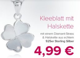 Silvity: Echtsilber-Kleeblatt mit Diamant-Strass für 9,94 Euro frei Haus