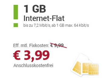 Telekom-Datenflat mit einem GByte für 3,99 Euro