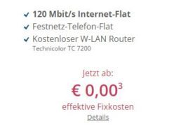 Sparkabel: Internet-Flat mit 120 MBit/s und Festnetz-Flat zum Nulltarif