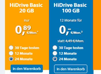 Cloud-Speicher HiDrive mit 100 GByte für monatlich 2,66 Euro