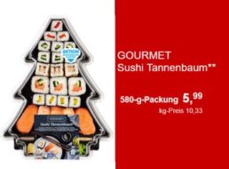 Aldi-Süd: Sushi-Tannenbaum für 5,99 Euro ab Freitag