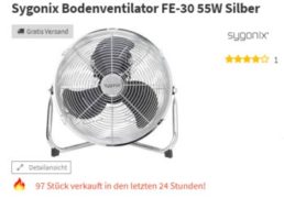 Völkner: Chrom-Ventilator mit 30 Zentimeter Durchmesser für 25 Euro frei Haus