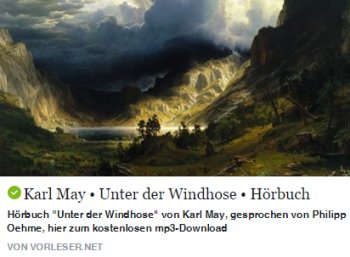 Gratis: Hörbuch "Unter der Windhose" von Karl May zum Download