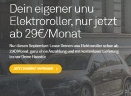 Unu: Elektroroller zum Leasingpreis von 29 Euro im Monat ohne Anzahlung
