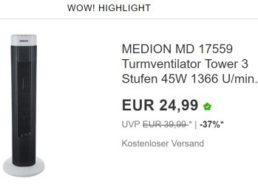 Ebay: Turmventilator und Klimagerät für einen Tag reduziert