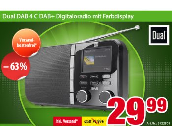 Völkner: DAB-Kofferradio "Dual DAB 4 C" für 29,99 Euro frei Haus