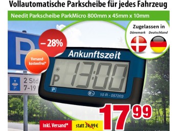 Völkner: Automatische Parkscheibe mit Zulassung für 17,99 Euro
