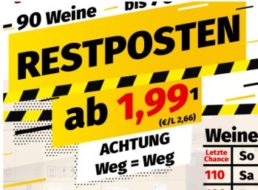 Weinvorteil: Abverkauf mit Flaschen ab 1,99 Euro plus Versand