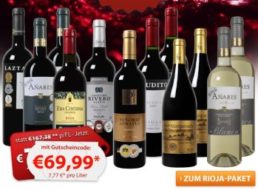 Exklusiv: Prämiertes Rioja-Paket bei Weinvorteil mit rund 104 Euro Rabatt