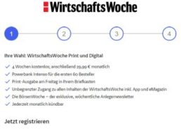 Gratis: Vier Wochen Wirtschaftswoche Print und Digital zum Nulltarif