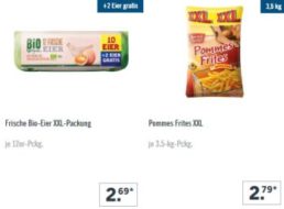 Lidl: XXL-Woche mit Großpackungen Bio-Eier und Pommes