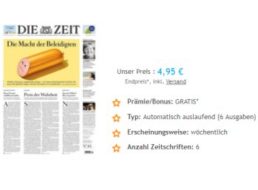 Exklusiv: Automatisch auslaufendes Kurzabo der "Zeit" für 4,95 Euro